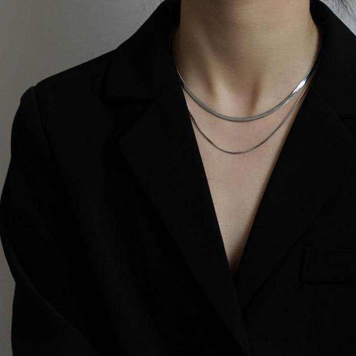 IG-Stil, schlichter Stil, einfarbig, geschichtete Halsketten mit Edelstahlbeschichtung