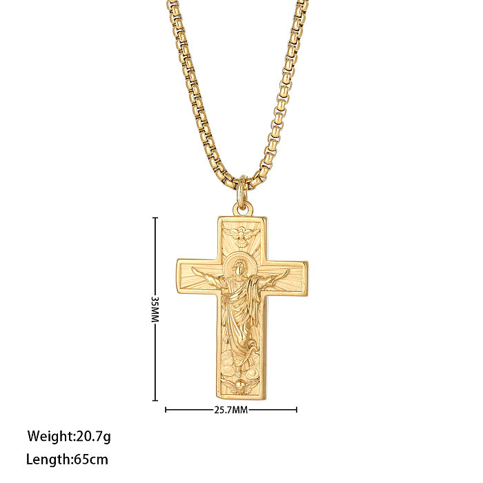 Classic Style Cross Stainless Steel  Stainless Steel Plating Necklace