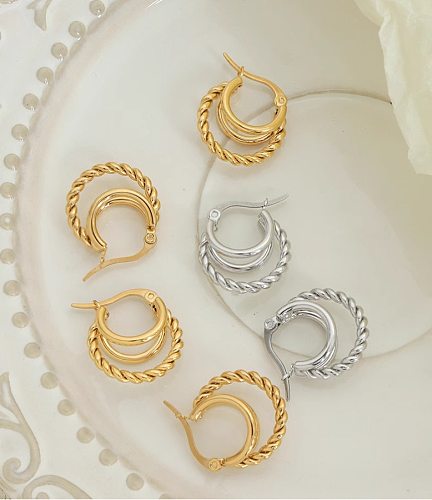 1 par de brincos de orelha banhados a ouro, estilo simples, estilo clássico, cor sólida, aço inoxidável