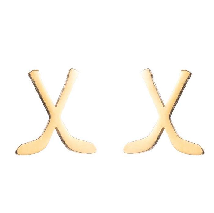 1 Paar unregelmäßige Ohrringe aus Edelstahl mit Buchstaben im schlichten Stil
