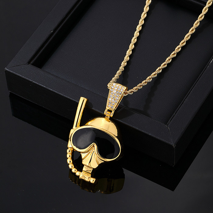 Hip-Hop Vintage Style Rock Cartoon Stainless Steel  Alloy Plating Inlay Zircon Gold Plated Silver Plated Pendant Necklace