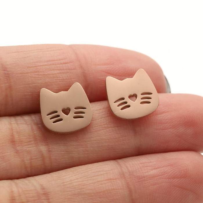 1 Pair Casual Cute Animal Plating Hollow Out Stainless Steel  Ear Studs