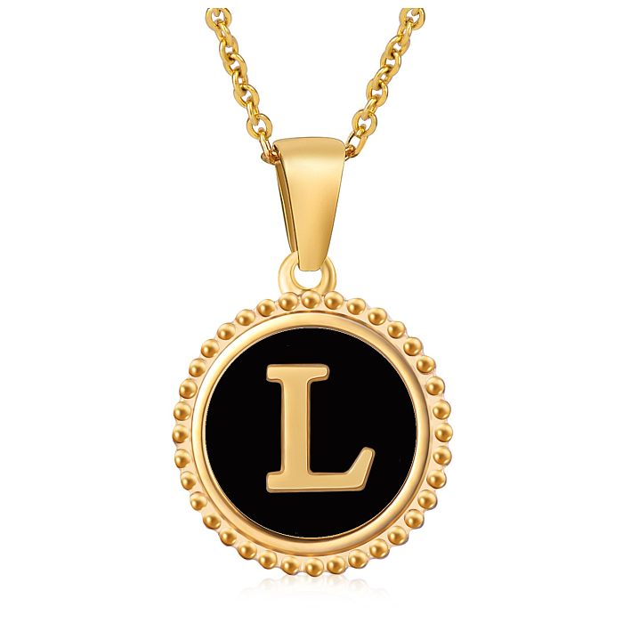 1 Piece Fashion Letter Stainless Steel  Enamel Plating Pendant Necklace