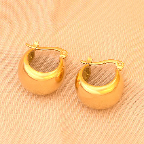 1 paire de boucles d'oreilles plaquées or 18 carats en acier inoxydable avec placage géométrique de style simple