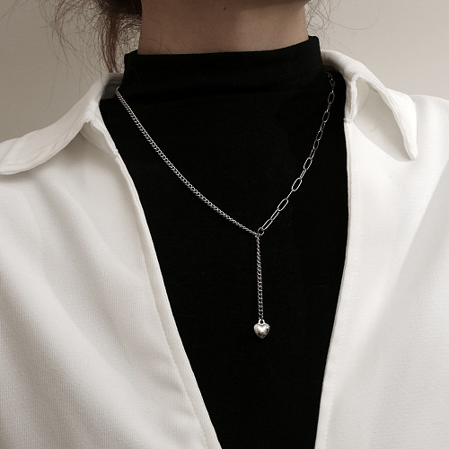 Collier en acier inoxydable en forme de cœur de style simple en vrac