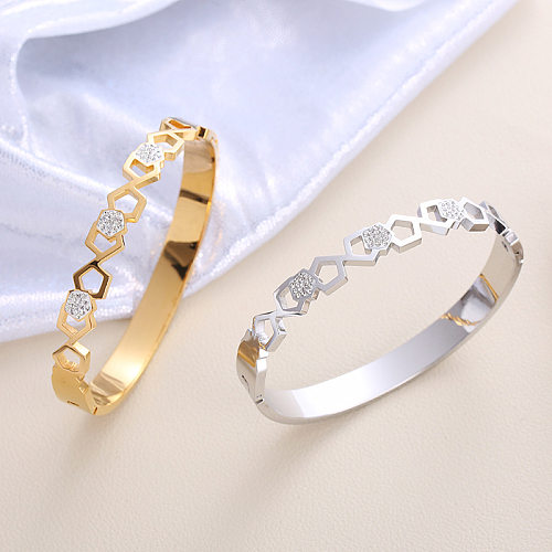 Bracelet de pierres précieuses artificielles en acier inoxydable, Style moderne, vente en gros
