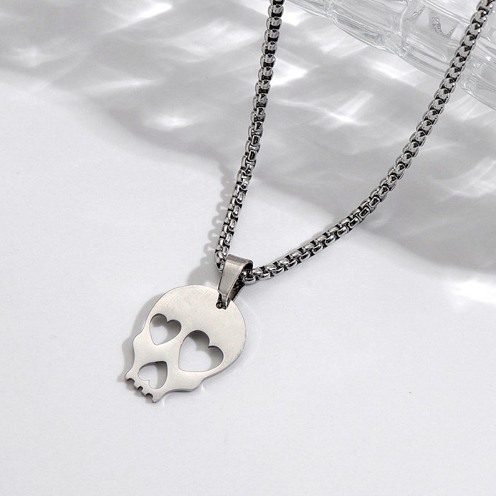Basic Skull Stainless Steel Polishing Pendant Necklace