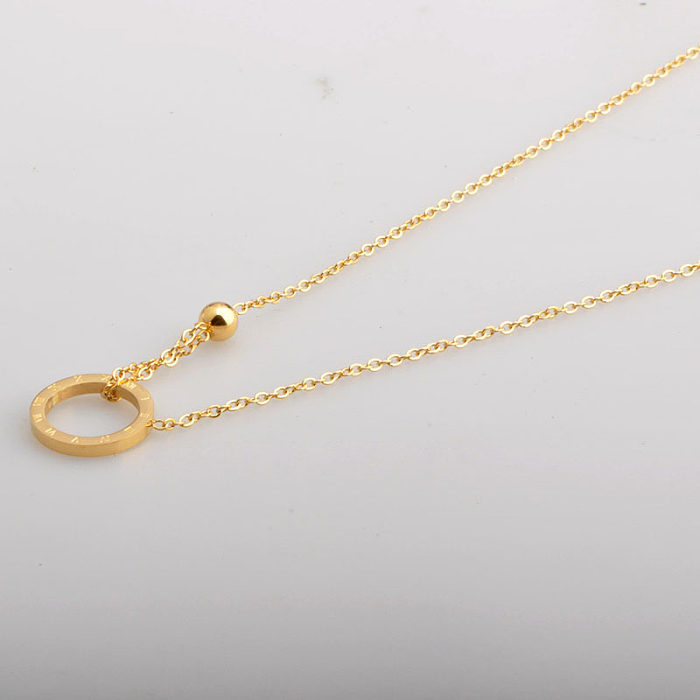 Wholesale Simple Style Circle Stainless Steel Pendant Necklace