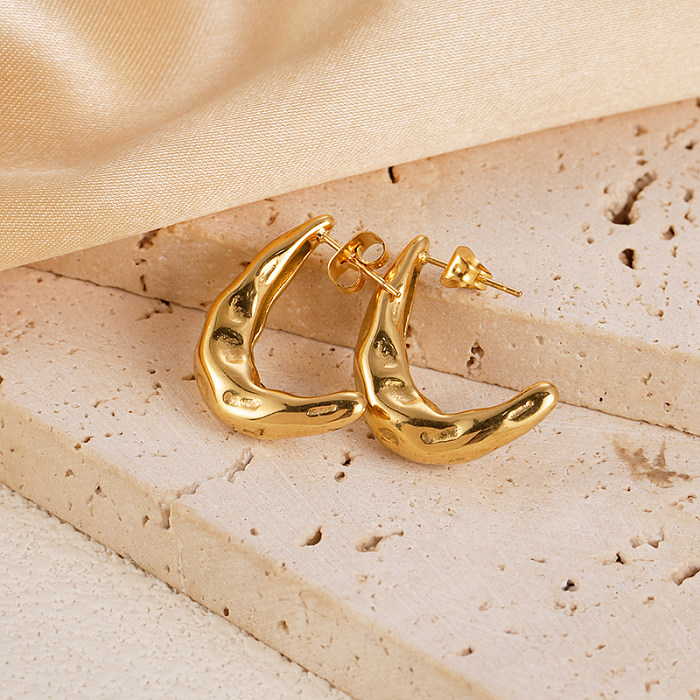 1 par de brincos de orelha banhados a ouro em aço inoxidável estilo simples para férias