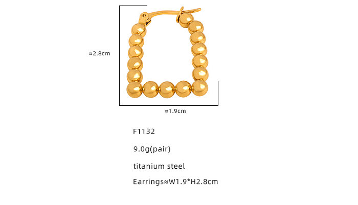 1 par de pendientes chapados en oro de 18 quilates de acero inoxidable chapado en Color sólido ropa de calle Retro