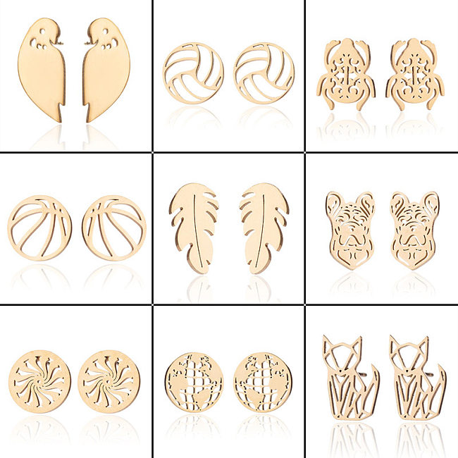 1 Pair Fashion Ball Stainless Steel  Plating Ear Studs