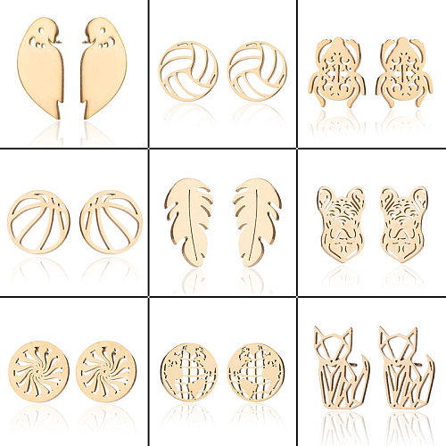 1 Pair Fashion Ball Stainless Steel  Plating Ear Studs