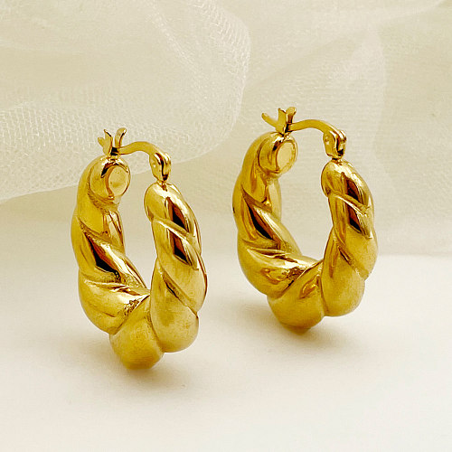 1 Pair Vintage Style Round Plating Stainless Steel  Gold Plated Earrings