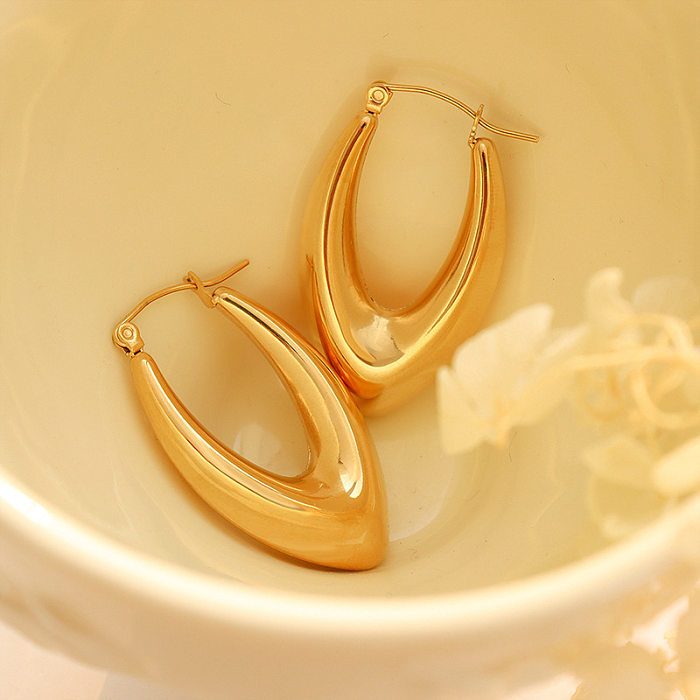Elegante U-förmige Ohrringe mit Edelstahlbeschichtung, 1 Paar