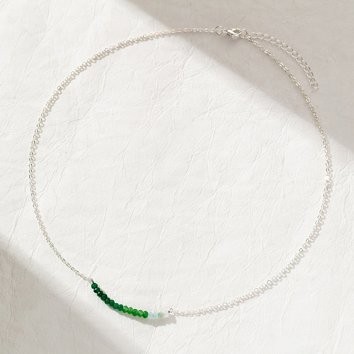 Böhmische runde Halskette mit versilbertem Anhänger und Edelstahlbeschichtung