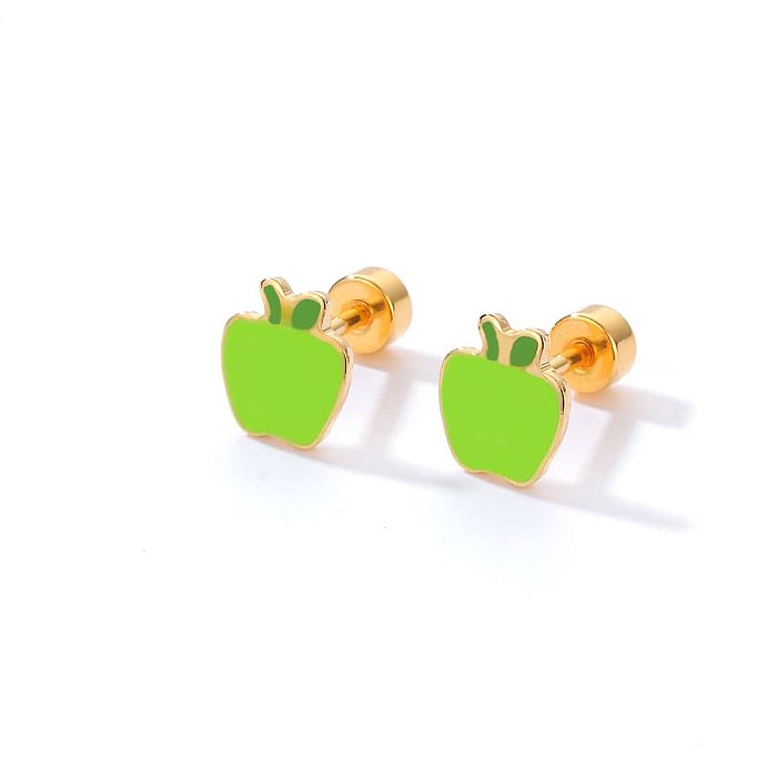 Clous d'oreilles en acier inoxydable Apple à la mode