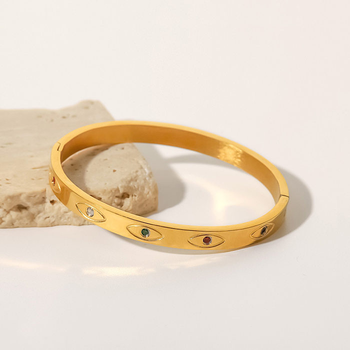 Bracelet en acier inoxydable géométrique à la mode avec placage de bracelets en acier inoxydable Zircon