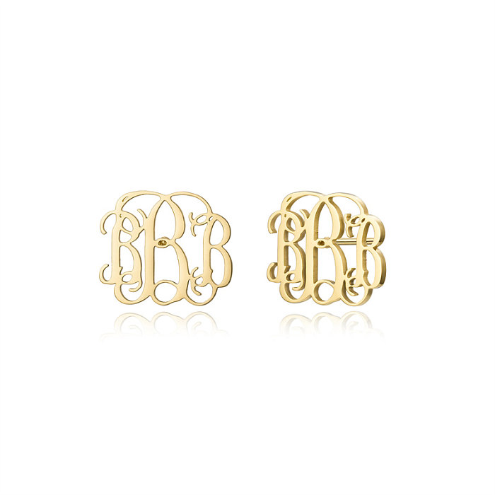 1 Piece Simple Style Letter Plating Stainless Steel  Stainless Steel 18K Gold Plated Ear Studs