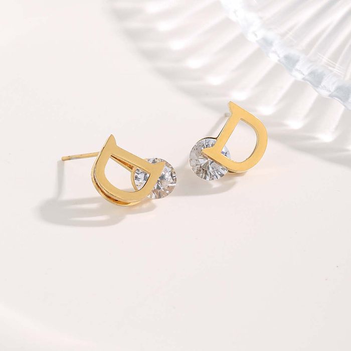1 Pair Streetwear Irregular Square Water Droplets Plating Stainless Steel Gold Plated Ear Studs