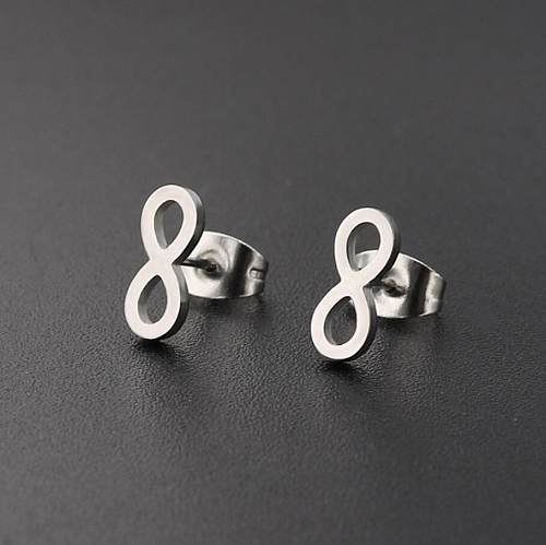 1 paire de clous d'oreilles en acier inoxydable plaqué or 18 carats, Style moderne, Simple, Style classique, polissage des chiffres