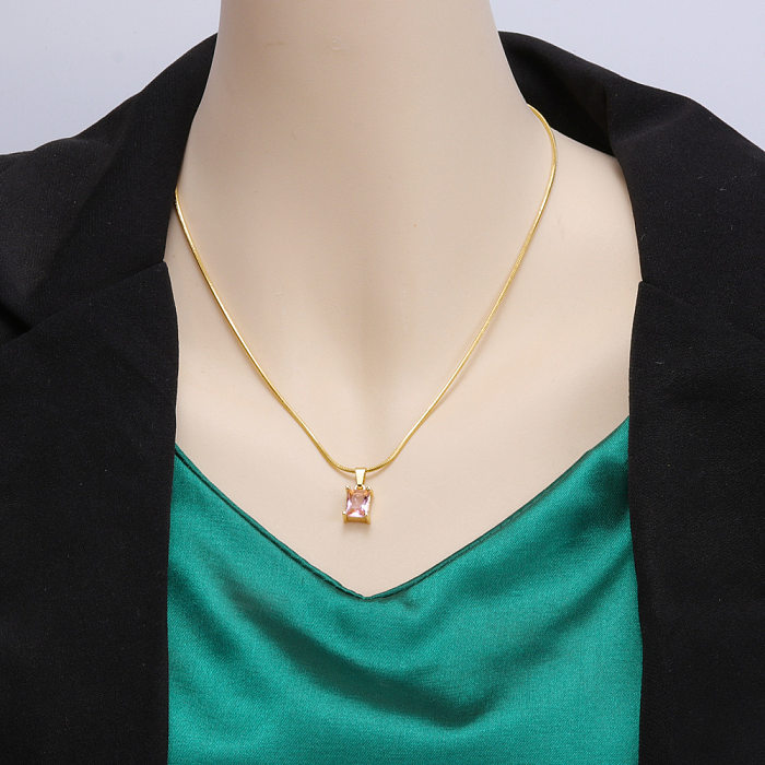 Simple Style Geometric Stainless Steel  Inlay Zircon Pendant Necklace 1 Piece