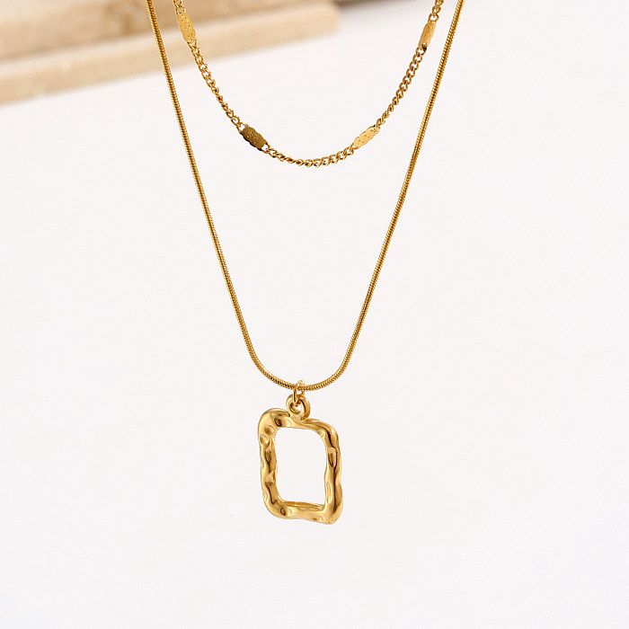 Casual Elegant Simple Style Solid Color Stainless Steel  Polishing Plating 14K Gold Plated Pendant Necklace