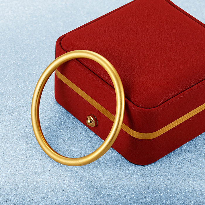 Retro Solid Color Stainless Steel Gold Plated Bangle In Bulk