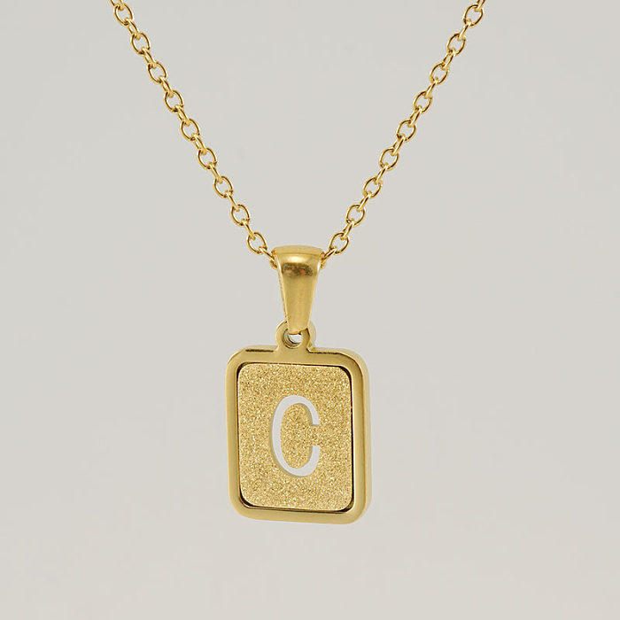Collier carré en acier inoxydable avec lettres de mode, colliers en acier inoxydable