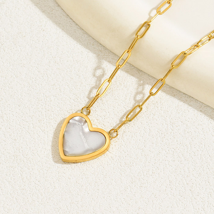 Basic Vacation Romantic Heart Shape Stainless Steel  Plating 18K Gold Plated Necklace