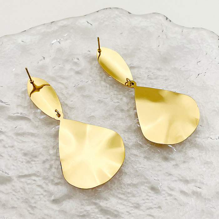 1 Pair Elegant Sweet Artistic Solid Color Plating Stainless Steel  Gold Plated Drop Earrings