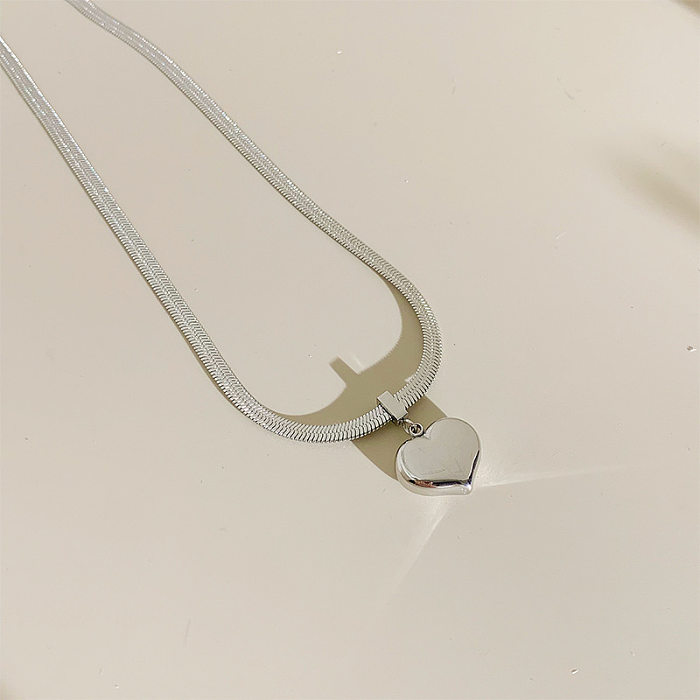 Modische herzförmige Edelstahl-Halskette mit Metallkette, Edelstahl-Halsketten
