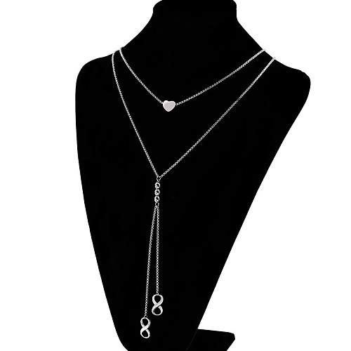 Collar largo de doble capa a la moda europea y americana, collar con colgante de acero inoxidable de estilo minimalista, venta al por mayor