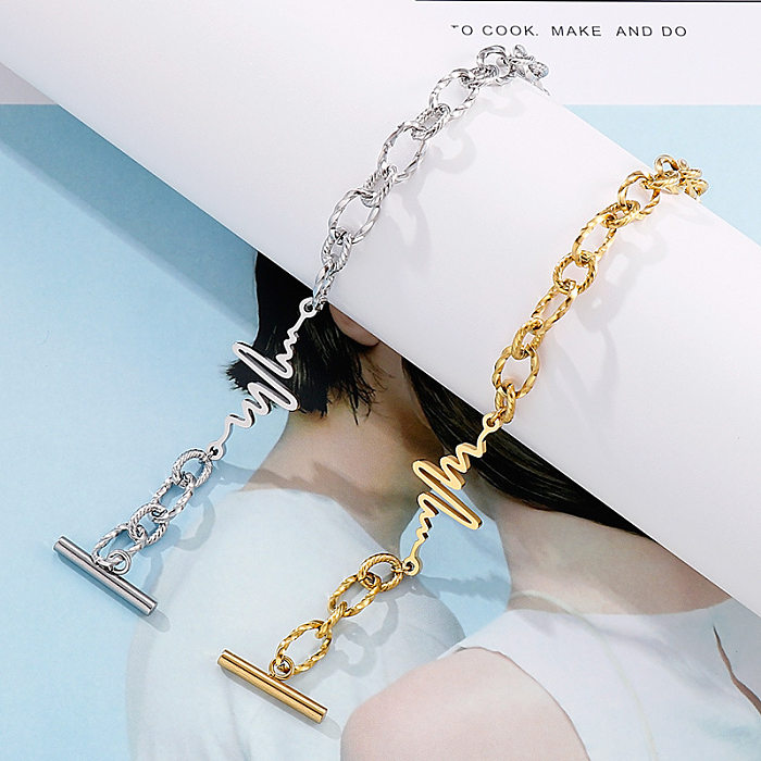 Fashion Jewelry Wholesale Design Personality Retro Metal Hollow Lifeline OT Buckle Bracelet