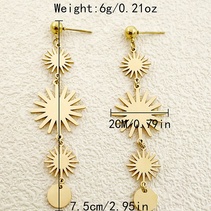 1 Pair Simple Style Sun Polishing Plating Stainless Steel  Gold Plated Drop Earrings