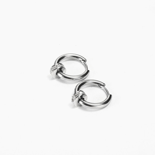 Boucles d'oreilles pendantes en acier inoxydable, Style Simple, incrustation de strass, 1 paire