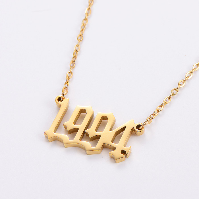 1 Piece Simple Style Number Stainless Steel  Polishing Plating Pendant Necklace