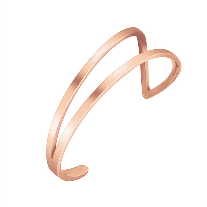 Simple Style Solid Color Stainless Steel Plating Rose Gold Plated Bangle