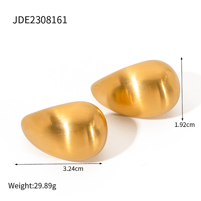 1 Pair IG Style Water Droplets Plating Stainless Steel  18K Gold Plated Ear Studs