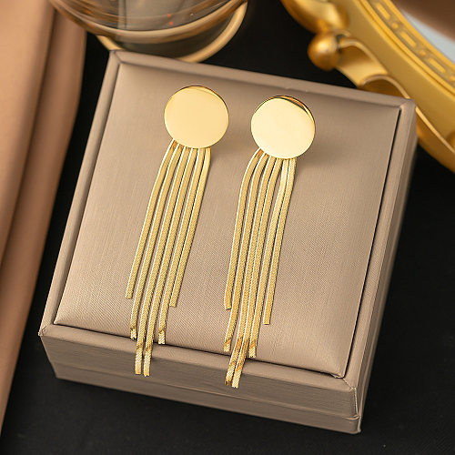 1 Piece Casual Simple Style Streetwear Solid Color Plating Stainless Steel 18K Gold Plated Drop Earrings