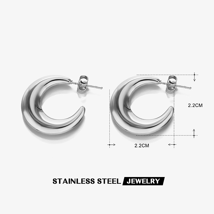 1 Pair IG Style Moon Plating Stainless Steel  18K Gold Plated Ear Studs