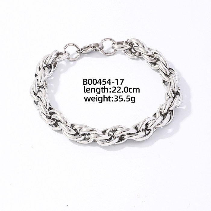 Casual Hip-Hop Simple Style Geometric Stainless Steel Plating White Gold Plated Gold Plated Bracelets