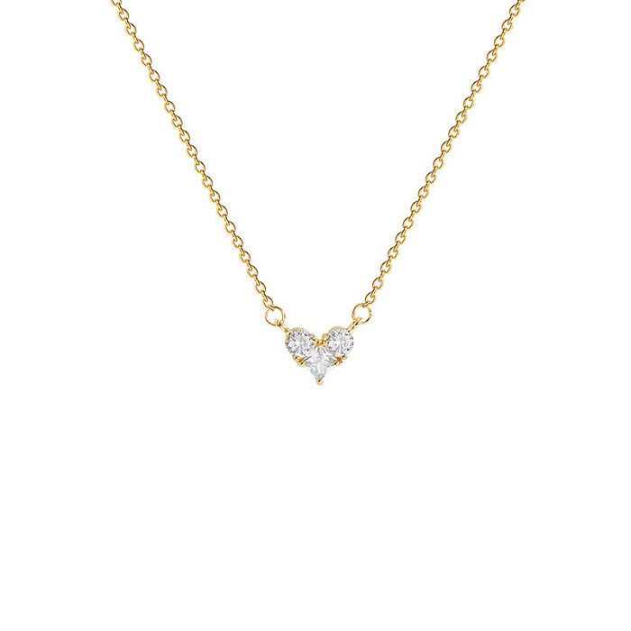 1 Piece Simple Style Heart Shape Stainless Steel Plating Inlay Zircon Necklace