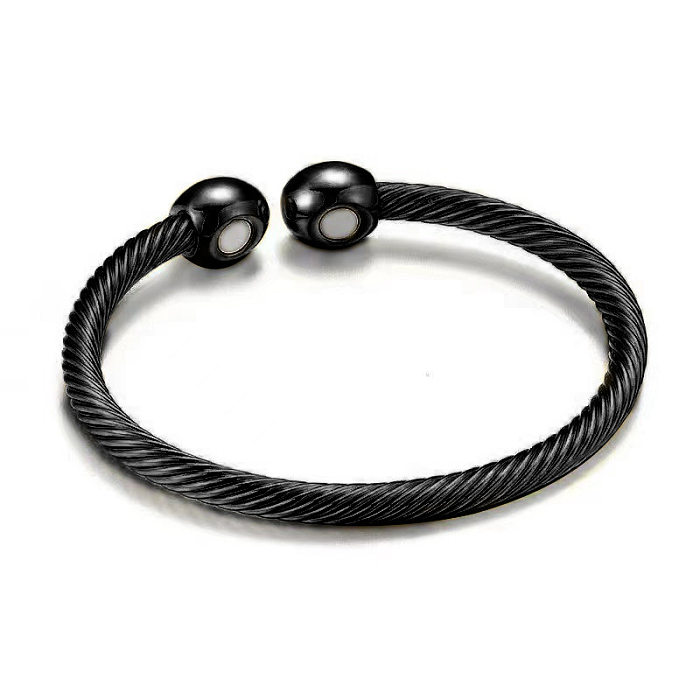 Hip-Hop Geometric Titanium Steel Plating Twisted Cable Bracele