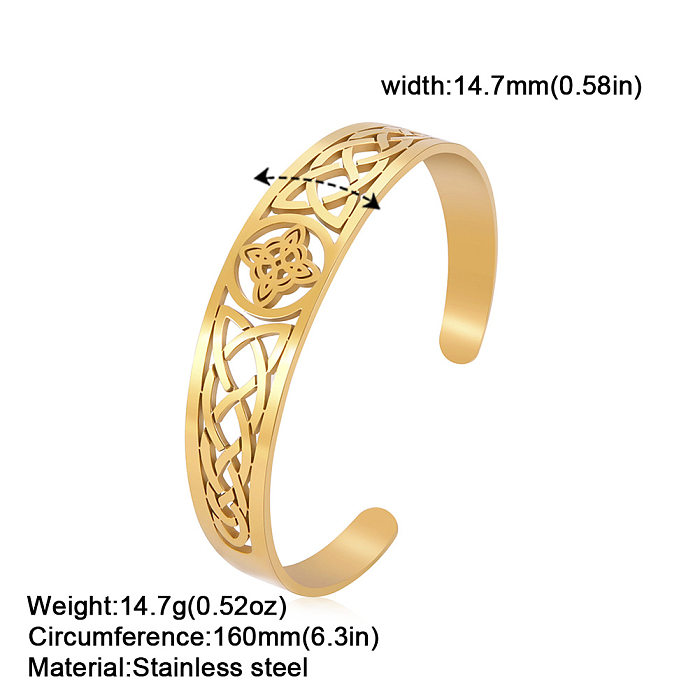 Vintage Style Simple Style Witch Knot Solid Color Stainless Steel Plating Hollow Out Bangle