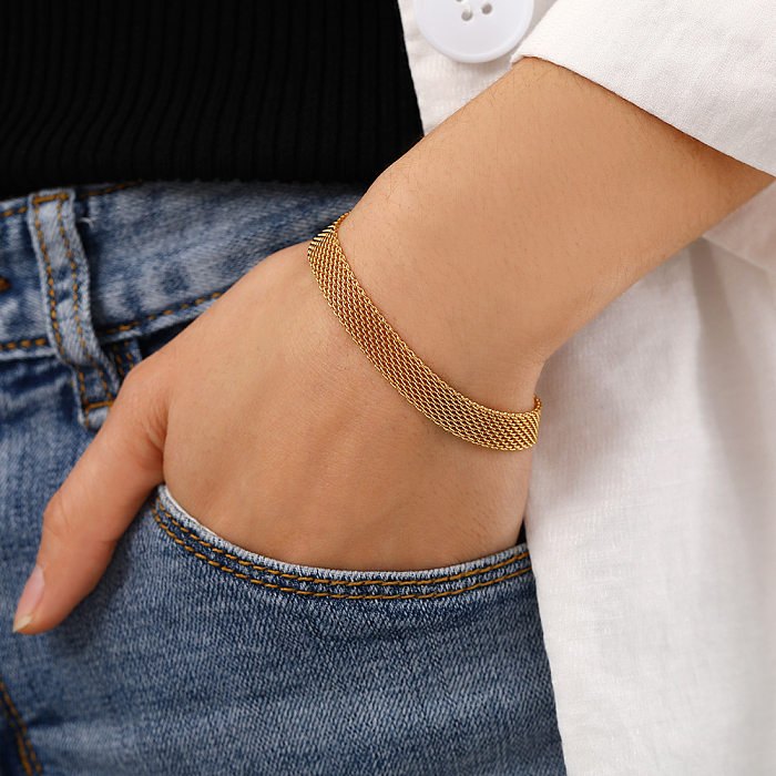 Retro-geometrische Edelstahl-Armband-Halskette