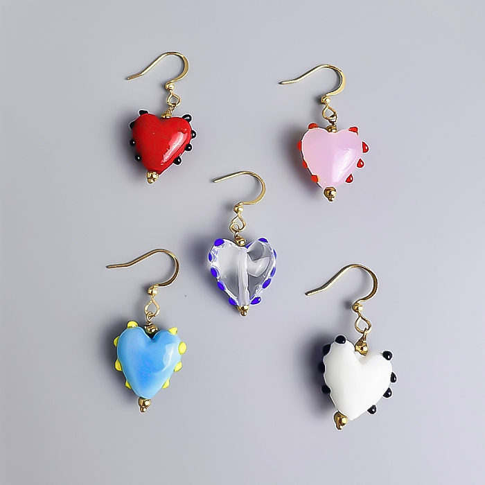 1 Pair Sweet Heart Shape Plating Stainless Steel  Drop Earrings