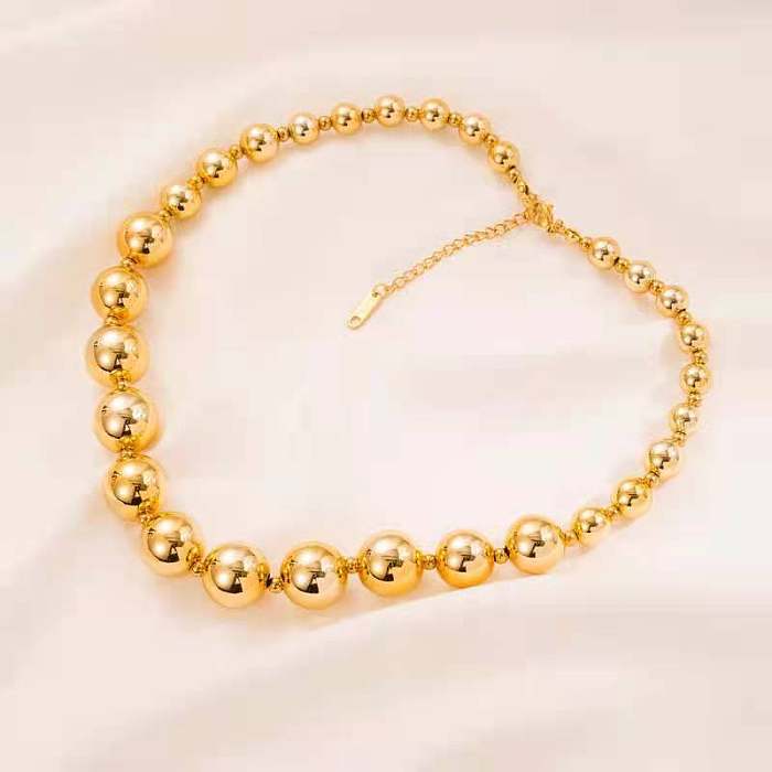 Exaggerated Cool Style Ball Stainless Steel  Plating Necklace
