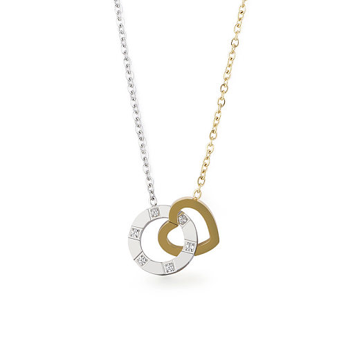 Collier européen et américain en forme de cœur avec boucle en acier inoxydable, chaîne de clavicule créative Simple