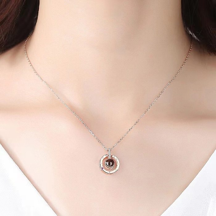 Casual Simple Style Envelope Stainless Steel  Plating Inlay Zircon Pendant Necklace