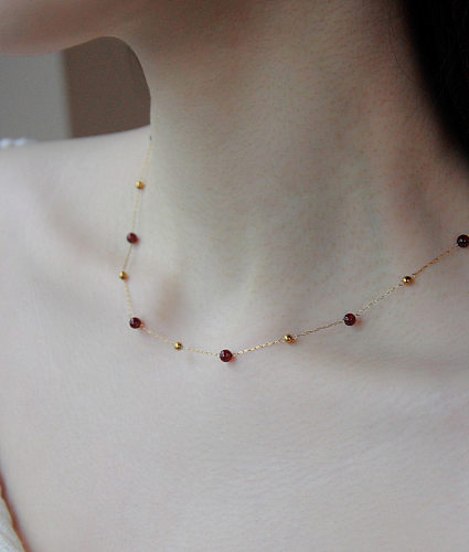 Vintage Style Geometric Stainless Steel Gold Plated Glass Bead Choker